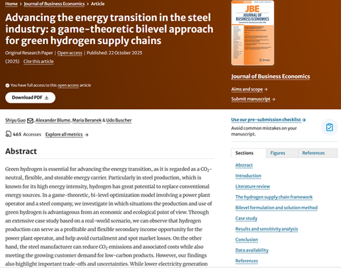 Ein Auszug der Webseite wo der Artikel als Open Access veröffentlichung zugänglich ist.