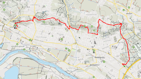 Karte mit Route der Wanderung an den Weinbergen von Radebeul entlang