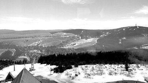 Blick vom Fichtelbergturm zum Klinovec