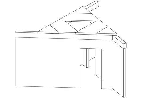 Pavillon mit tragenden Wänden aus Naturstein