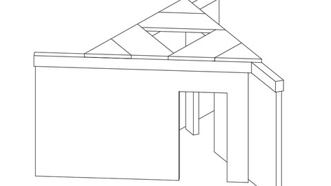 Pavillon mit tragenden Wänden aus Naturstein