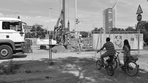 Blick auf die Baustelle des Neubaus für St. Trinitatis in Leipzig