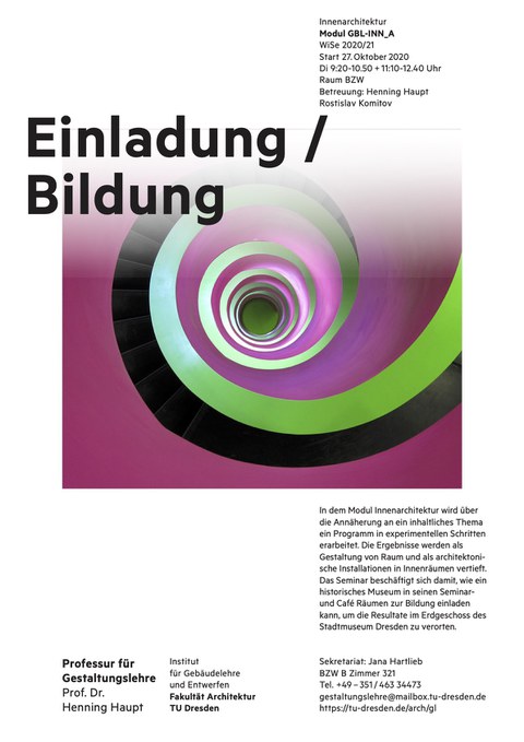 Innenarchitektur Plakat Einladung Bildung