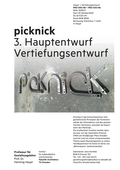 Aushang Hauptentwurf Picknick