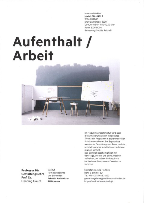 Innenarchitektur Wintersemester 2020 Aufenthalt Arbeit