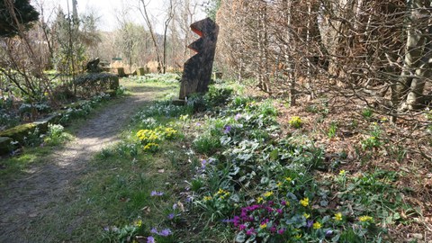 Blick in den Kirchgarten von Saxdorf.