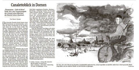 Ausschnitt eines SZ Artikels mit einer Illustration zum neuen Grimm