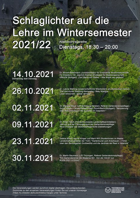 Zu sehen ist das Poster der Vortragsreihe "Schlaglichter auf die Lehre im Wintersemester 2021/22"