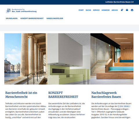 Screenshot Webseite Leitfaden Barrierefreiheut