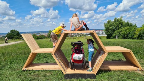wabenförmiges Spielgerät aus Holz