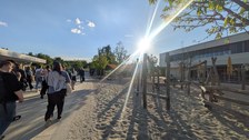 Blick auf Spielplatz