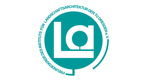 Logo des Freundeskreises des Instituts für Landschaftsarchitektur in grün auf weißem Hintergrund und dem Schriftzug LA