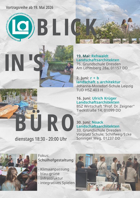 Foto der Ankündigung der Termine von Blick ins Büro
