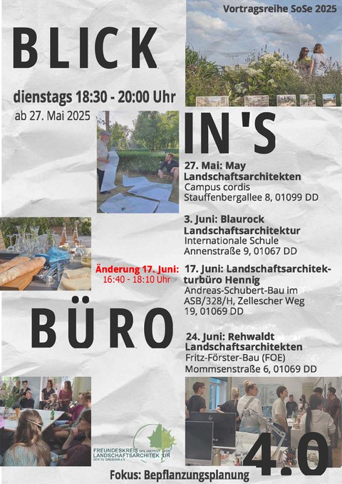 Plakat zur Vortragsreihe "Blick ins Büro"