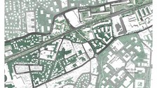 Ein Plan auf dem eine Übersicht des Entwurfsgebiets dargestellt ist.