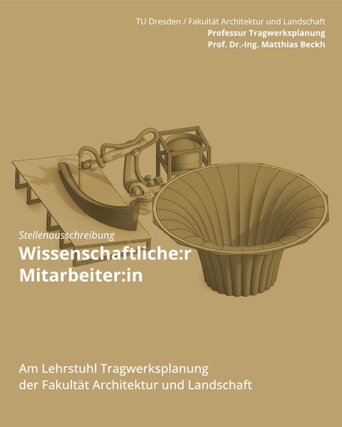 Ein 3d Drucker druckt Beton für Schalentragwerke