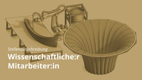 Ein 3d Drucker druckt Beton für Schalentragwerke