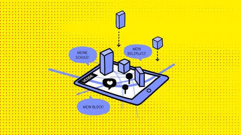 Logo des Symposiums: Eine Grafik des Co-Design-Tools U_CODE mit Sprechblasen