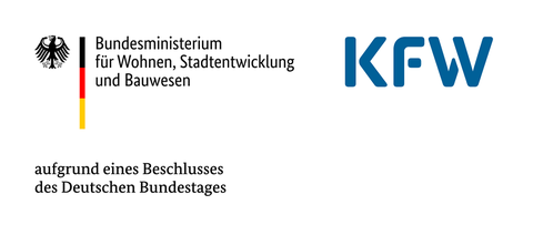 Logo der Förderinstitutionen Bundesministerium für Wohnen, Stadtentwicklung und Bauwesen / KfW Bank