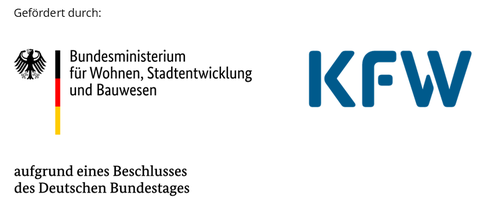 Logo der Förderinstitutionen Bundesministerium für Wohnen, Stadtentwicklung und Bauwesen / KfW Bank