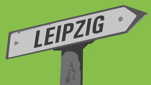 Wegweiser mit dem Schriftzug Leipzig