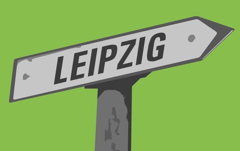 Wegweiser mit dem Schriftzug Leipzig
