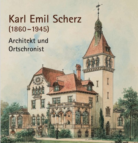 Foto zeigt ein Poster Karl Emil Scherz', welcher Ortschronist und Architekt seinerzeit war. 
