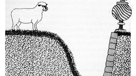 Zeichnung zeigt das Cover des AHA 2. Ein Schaf ist durch einen Graben von der anderen Seite getrennt.