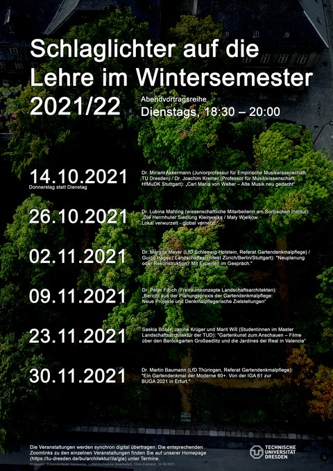 Zu sehen ist das Poster der Vortragsreihe "Schlaglichter auf die Lehre im Wintersemester 2021/22"