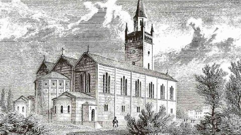 Zeichnung zeigt die Sankt Matthäus Kirche.