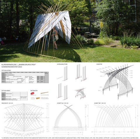 Foto von einer Zeltkonstruktion bestehend aus Bambus.