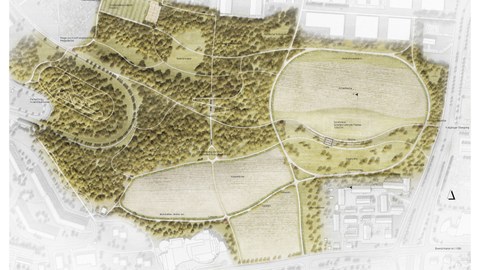 Lageplan der Masterarbeit von Linus Ahner. Südpark Dresden.