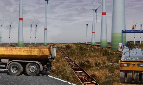 Das Bild zeigt eine Collage zum Thema Windenergie.