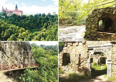 Exkursion ins polnische Fotocollage von Niederschlesien, Fürstenstein (polnisch: Książ) und seine Umgebung
