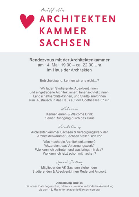 Einladung zum nächsten Rendezvous mit der Architektenkammer