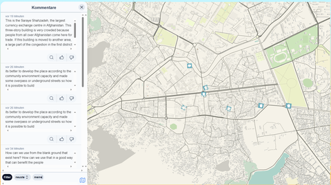 Eine virtuelle Karte der Altstadt Kabul mit Kommentaren der Workshopteilnehmer