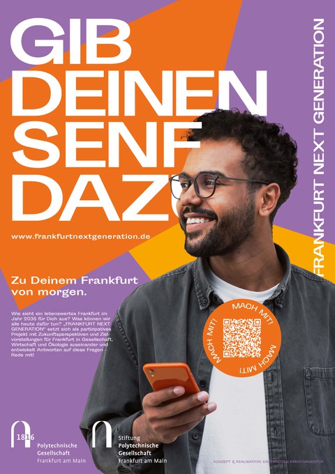 Ein Mann mit Shirt der Kampagne "Frankfurt Next Generation - Zukunft gestalten"