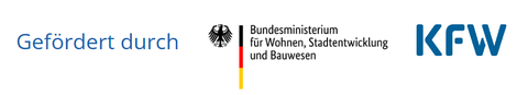 Logo der Förderinstitutionen Bundesministerium für Wohnen, Stadtentwicklung und Bauwesen / KfW Bank