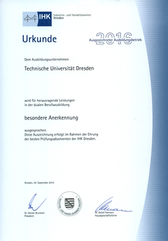 Auszeichnung Ausbildungsbetrieb (2016)