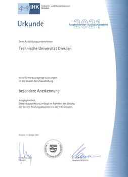 Auszeichnung Ausbildungsbetrieb (2021)