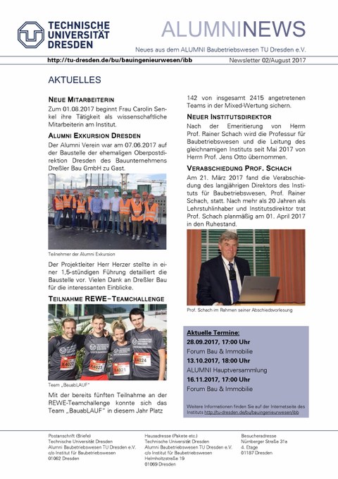 Abbildung Deckblatt Alumni Newsletter