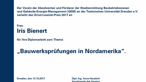 Urkunde Lewicki Preis