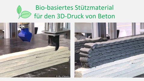 Betondruck mit recyklierbarem Stützmaterial