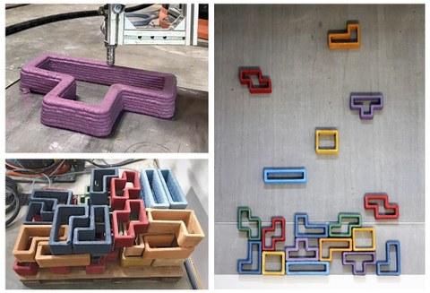3D-gedruckte Betonbauteile in verschiedenen Geometrien