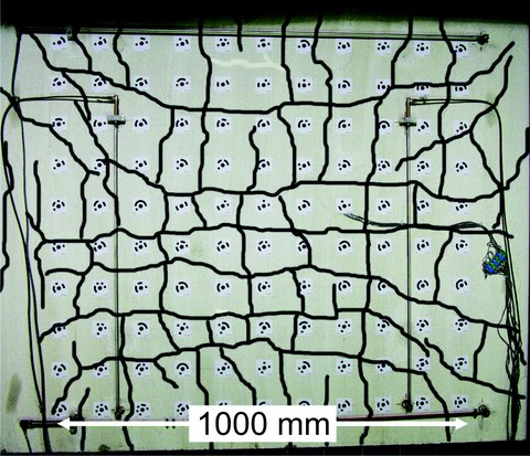 Crack pattern of a large-scale test after biaxial tensile loading
