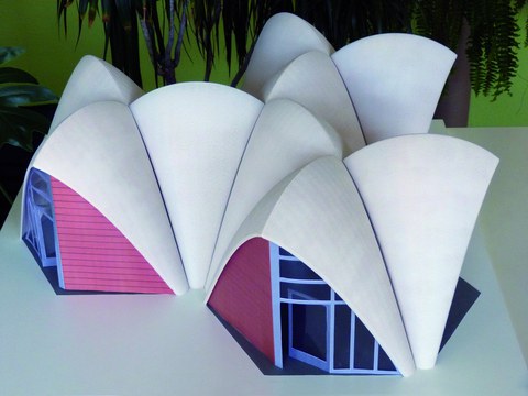 Model of a building consisting of TRC components