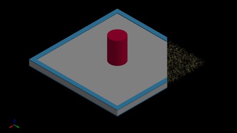 FEM-Modell für Impakt-Tests: Betonplatte mit einer Faserdosierung von 1 % Volumenanteil. Zur Stabilisierung der Probe sind oben und unten Stahlplatten angebracht