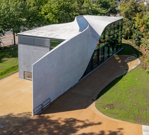 Aerial view of the finished CUBE