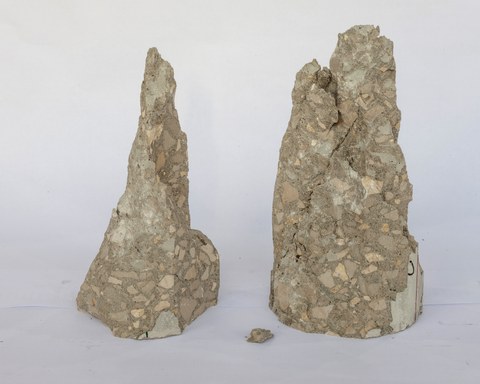 Concrete specimen after failure due to cyclic loading