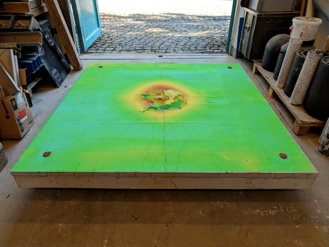  3D scan of the backside of a strengthened RC plate after impact loading
